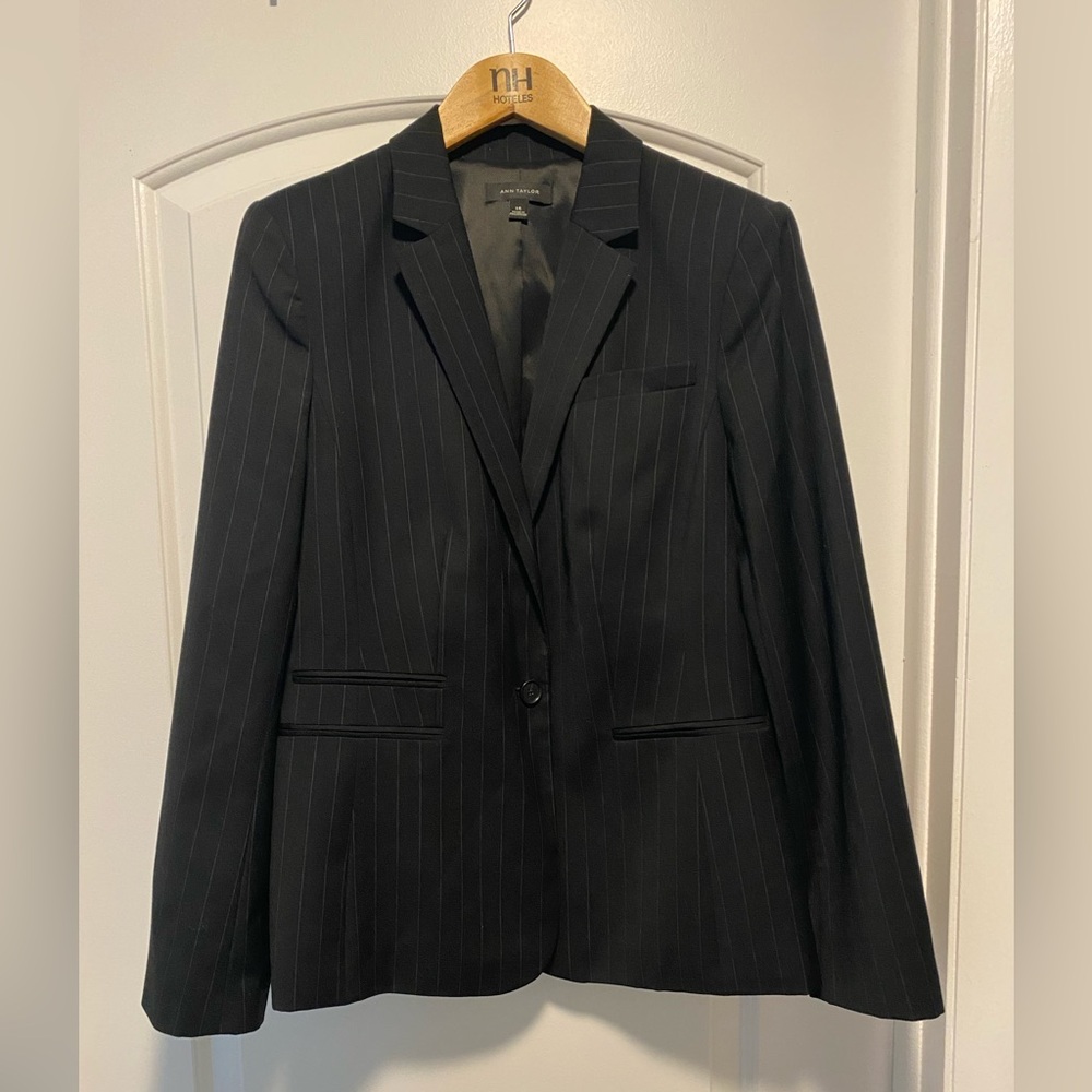 Ann Taylor Charcoal Pinstripe Jacket
